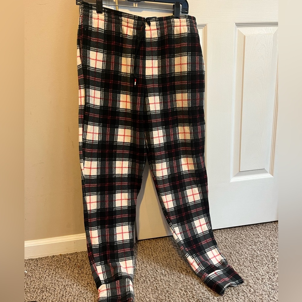 Red and black plaid pajama pants